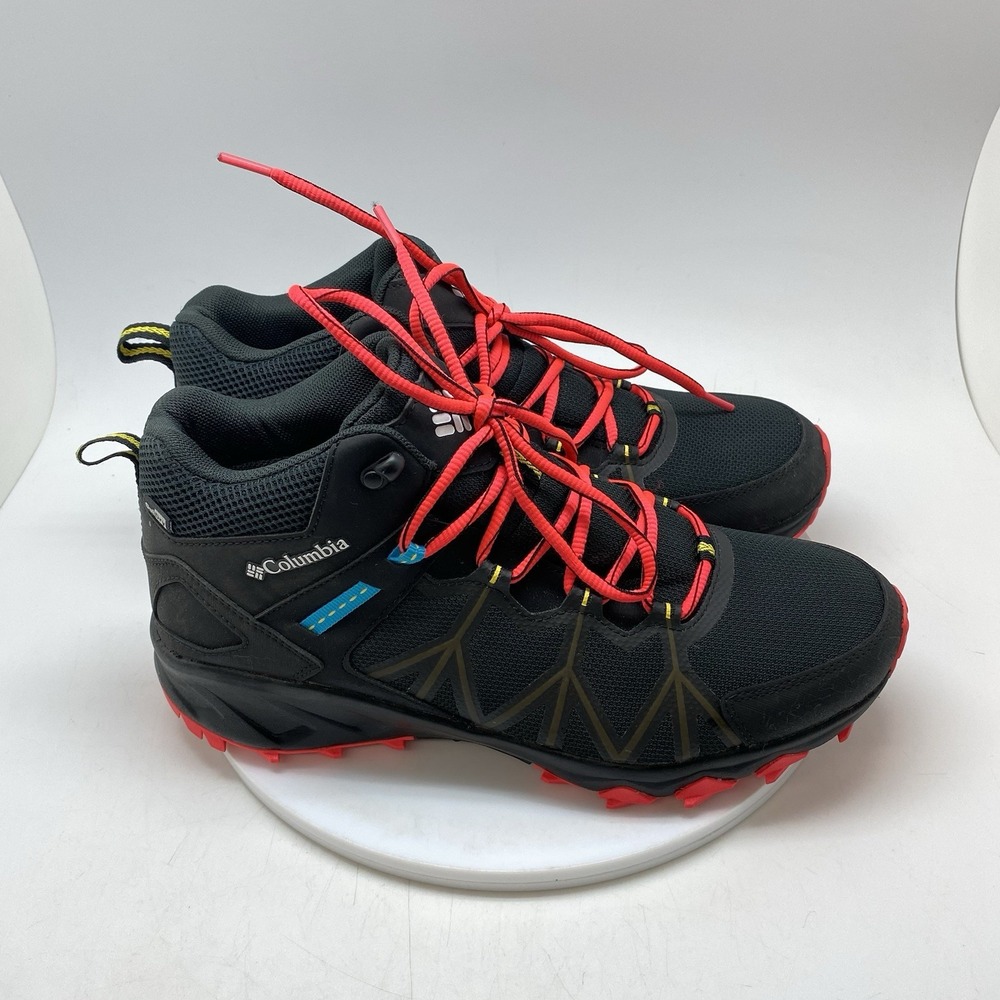 Columbia Boots Womens 12 Peakfreak II Mid OutDry Hiking Black Red BL7573-012